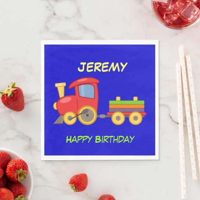 Serviette En Papier Happy Birthday, Toy Train, template (En situation)