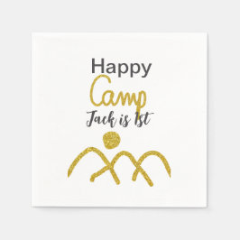 Serviette En Papier Happy camping camper one birthday kids golden sun