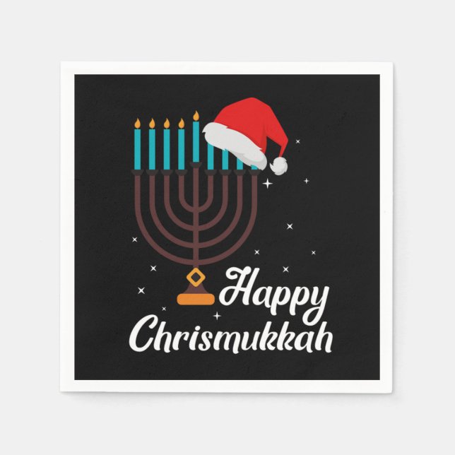 Serviette En Papier Happy Chrismukkah Hanukkah Jewish Festival Gift (Devant)