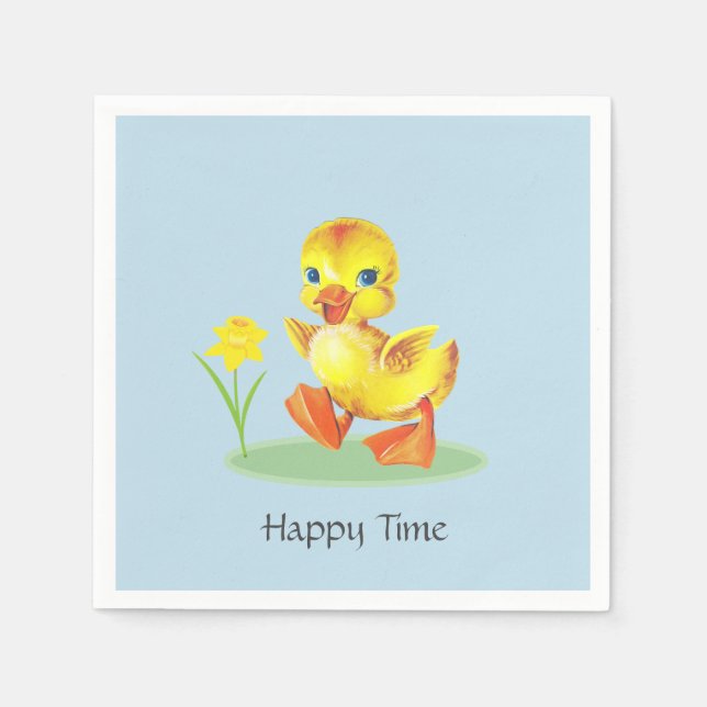 Serviette En Papier Happy Duckling on Light Blue (Devant)