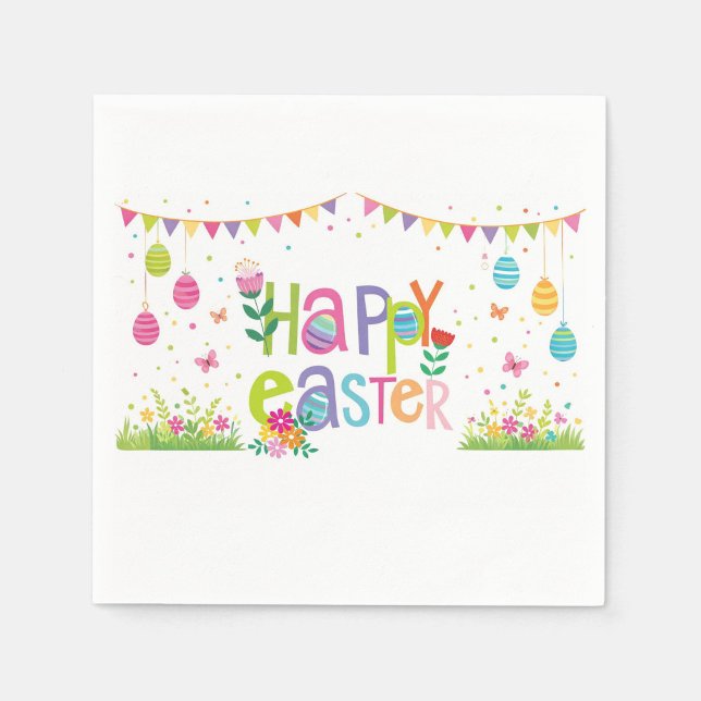 Serviette En Papier Happy Easter  (Happy Easter Colorful Napkins!)