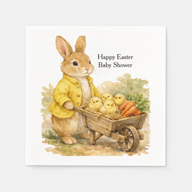 Serviette En Papier Happy Easter Bunny Rabbit Baby Shower (Devant)
