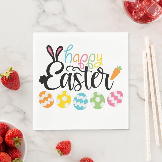 Serviette En Papier Happy Easter Eggs (En situation)