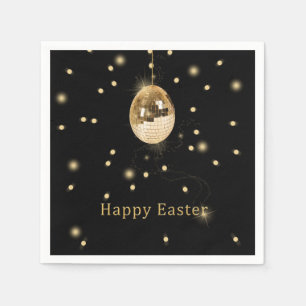 Serviette En Papier Happy Easter Gold Disco Ball