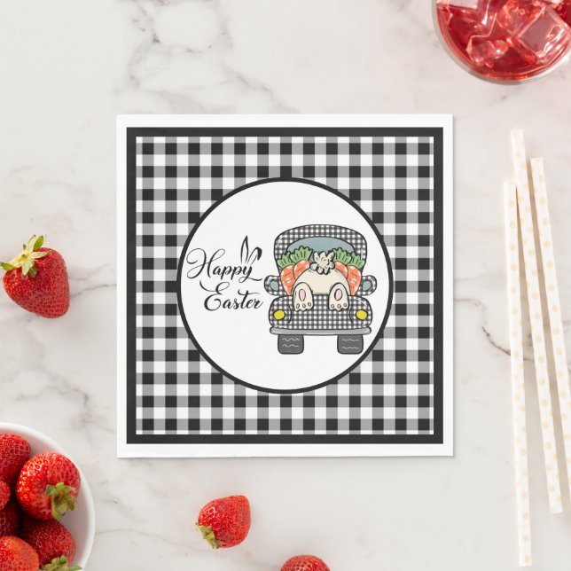 Serviette En Papier Happy Easter Truck  (En situation)