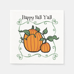 Serviette En Papier Happy Fall Y'all Citation Citrouille Thanksgiving