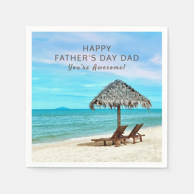 Serviette En Papier Happy Fête des pères Party Custom Text Beach Papie (Devant)
