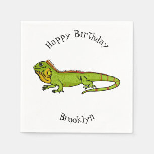 Serviette En Papier Happy green iguana cartoon
