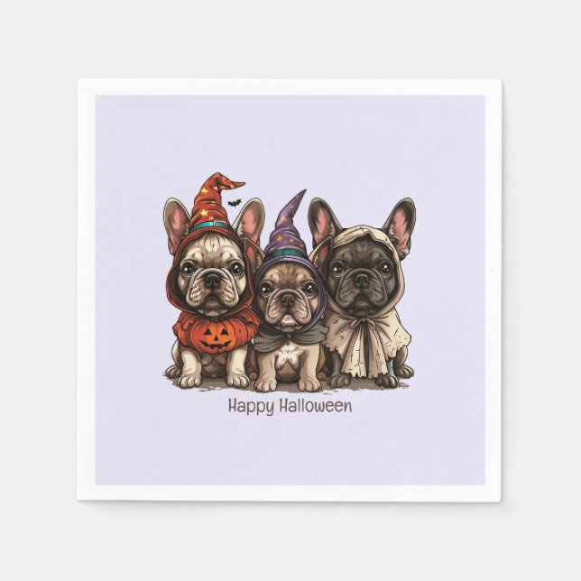 Serviette En Papier Happy Halloween Bulldogs français (Devant)