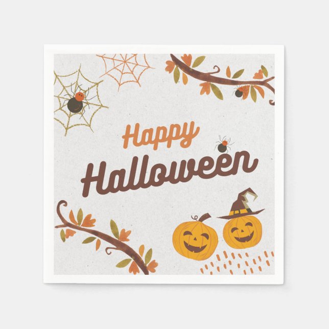 Serviette En Papier Happy Halloween design (Devant)