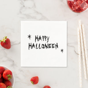 Serviette En Papier Happy Halloween noir blanc effrayant fête de typog