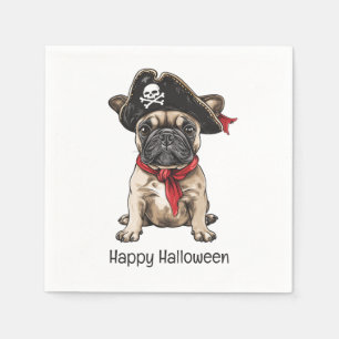 Serviette En Papier Happy Halloween Pirate French Bulldog