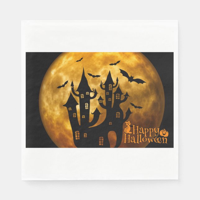 Serviette En Papier Happy Halloween (Pleine lune) (Devant)