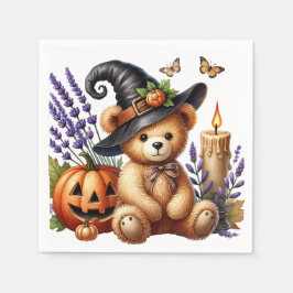 Serviette En Papier Happy Helloween Cute Wizard Bear