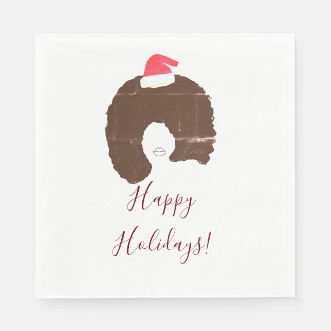 Serviette En Papier Happy Holidays cheveux afro (Devant)
