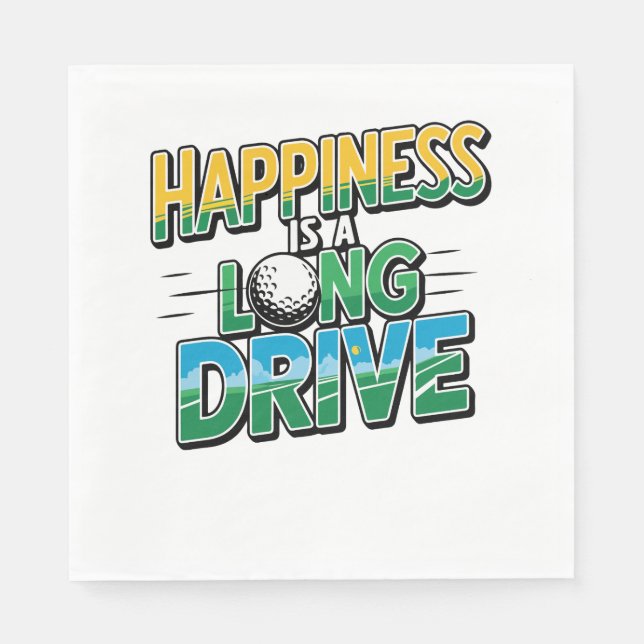 Serviette En Papier Happy is a Long Drive, Golf (Devant)