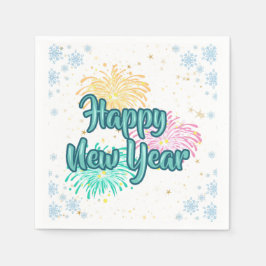 Serviette En Papier Happy New Year Typography Celebration