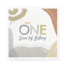 Happy One First Birthday boy Papier Napkin