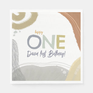 Serviette En Papier Happy One First Birthday boy Papier Napkin