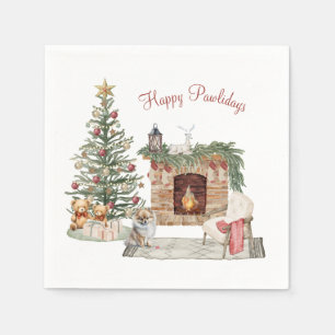 Serviette En Papier Happy Pawlidays Chien Design- Poméranien