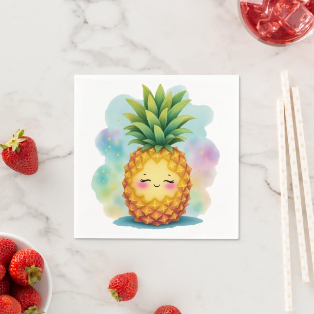 Serviette En Papier Happy Pineapple Napkins (En situation)