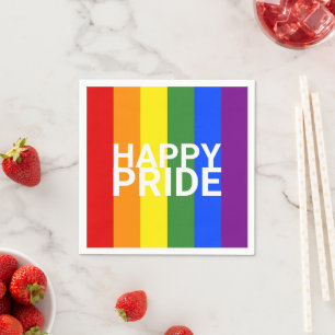 Serviette En Papier Happy Pride Rainbow Flag