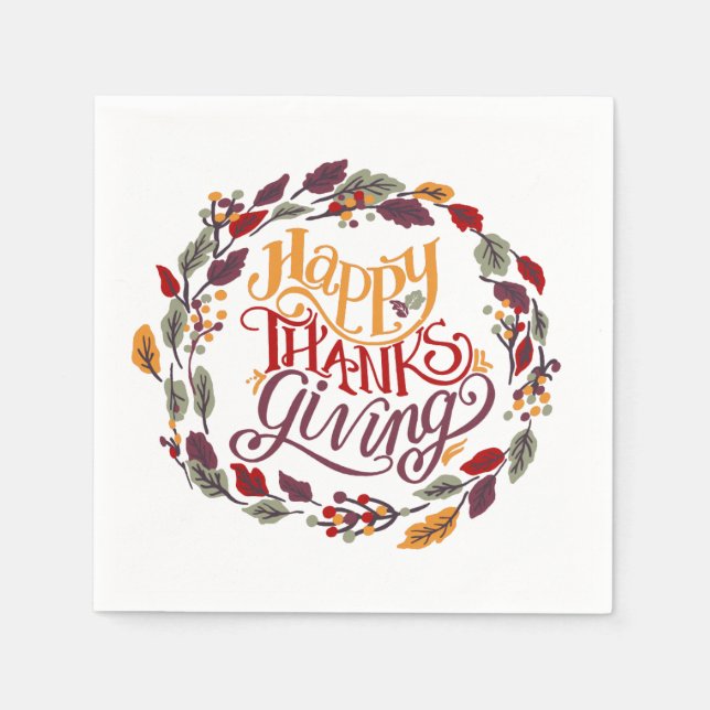 Serviette En Papier Happy Thanksgiving (Devant)
