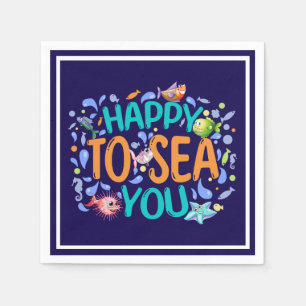 Serviette En Papier Happy to Sea You - Cute Summer Pun
