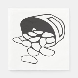 Serviette En Papier Haricots Renversés Noir et Blanc Contour