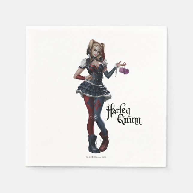 Serviette En Papier Harley Quinn Avec Dice Fuzzy (Devant)