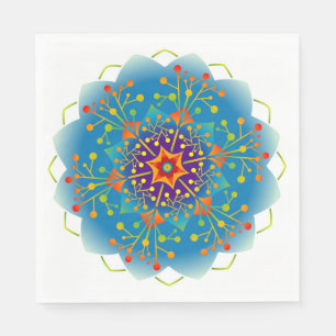 Serviette En Papier Harmonie colorée Mandala Energy Wheel Flower