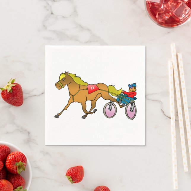 Serviette En Papier Harness Racing Cheval et conducteur (En situation)