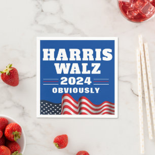 Serviette En Papier Harris Walz 2024 Évidemment