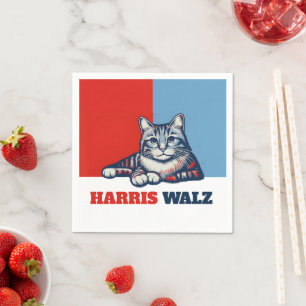 Serviette En Papier Harris Walz 2024 Manifestement Chat
