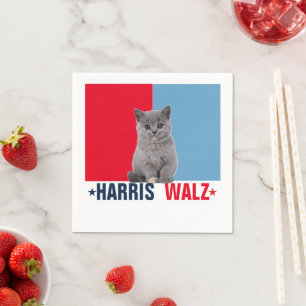 Serviette En Papier Harris Walz 2024 Manifestement rouge bleu