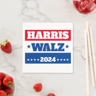 Serviette En Papier Harris Walz Campagne Tim Walz 2024 bleu rouge