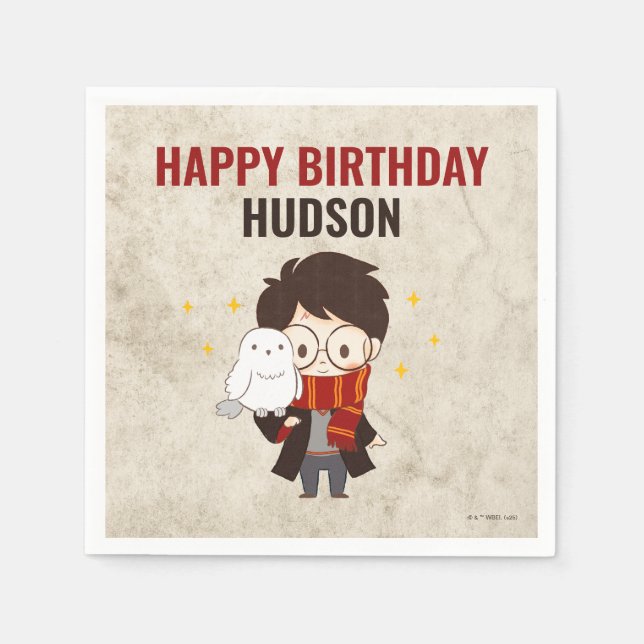 Serviette En Papier HARRY POTTER™ Caractère Arc magique Anniversaire (Devant)