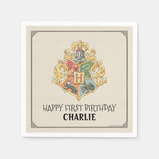 Serviette En Papier Harry Potter Hogwarts Crest First Birthday (Devant)
