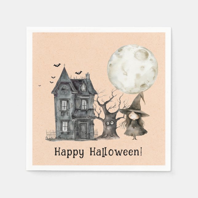 Serviette En Papier Hauné House Witch Éffrayant Halloween Party (Devant)
