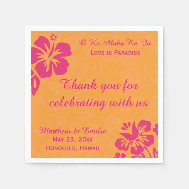 Serviette En Papier Hawaii Beach Flowers Mariage personnalisé serviett (Devant)