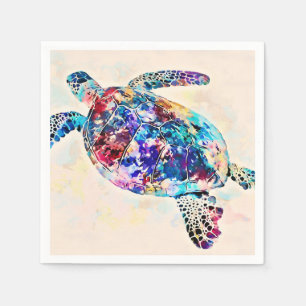 Serviette En Papier Hawaiian sea Turtle Watercolor