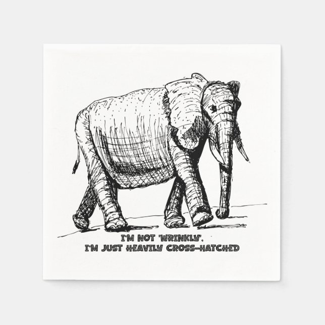 Serviette En Papier Heavy Cross-Hatched Elephant (Devant)