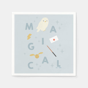 Serviette En Papier Hedwigh "magique" typographie graphique