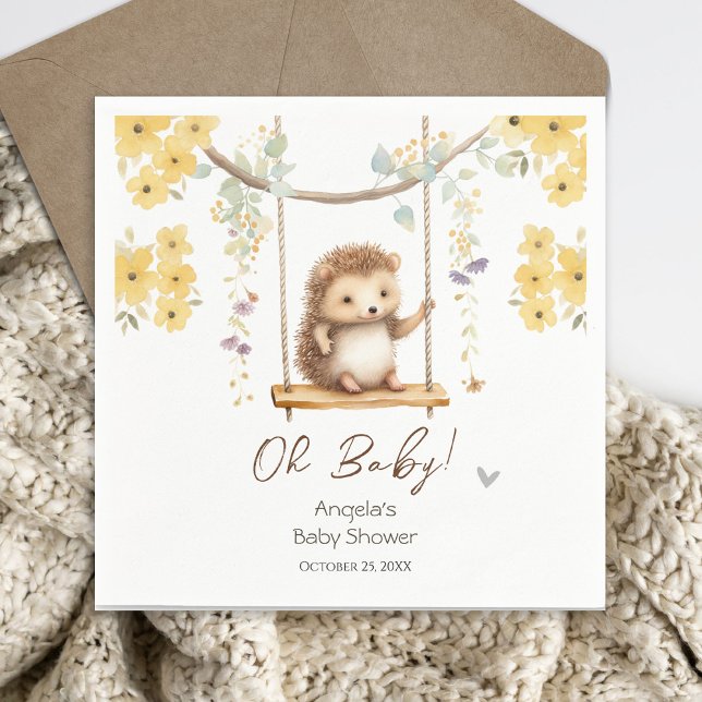Serviette En Papier Hegehog Floral de printemps Oh Baby shower (Créateur téléchargé)