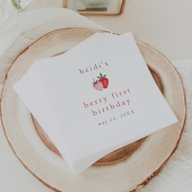 Serviette En Papier HEIDI mignonne fraise fille Berry premier annivers (HEIDI Cute Strawberry Girl Berry First Birthday Napkins)