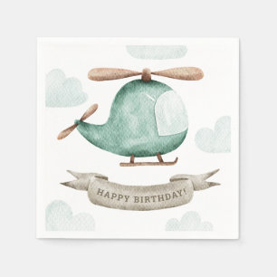 Serviette En Papier Hélicoptère aquarelle Anniversaire   Soirée Enfant