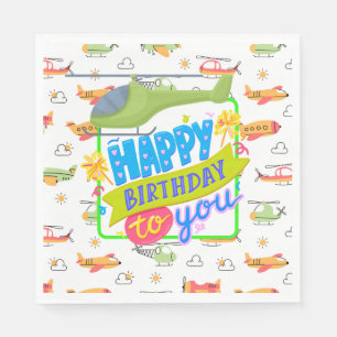 Serviette En Papier Hélicoptère Joyeux anniversaire