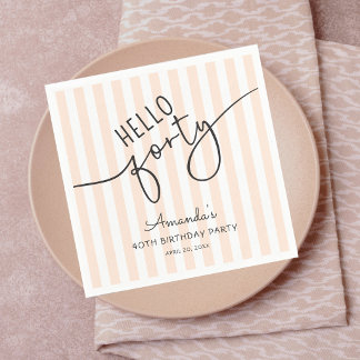 Serviette En Papier Hello Forty Modern Script Chic 40th Birthday Party