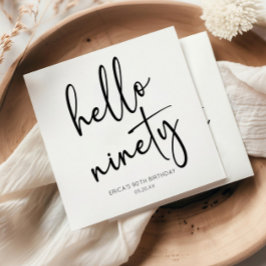 Serviette En Papier Hello Ninety Minimalist Simple 90th Birthday Party