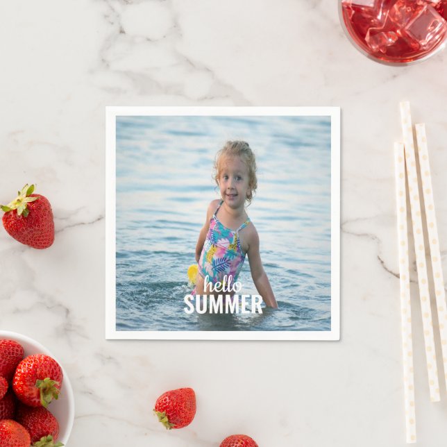 Serviette En Papier Hello Summer Photo Paper Napkin (En situation)